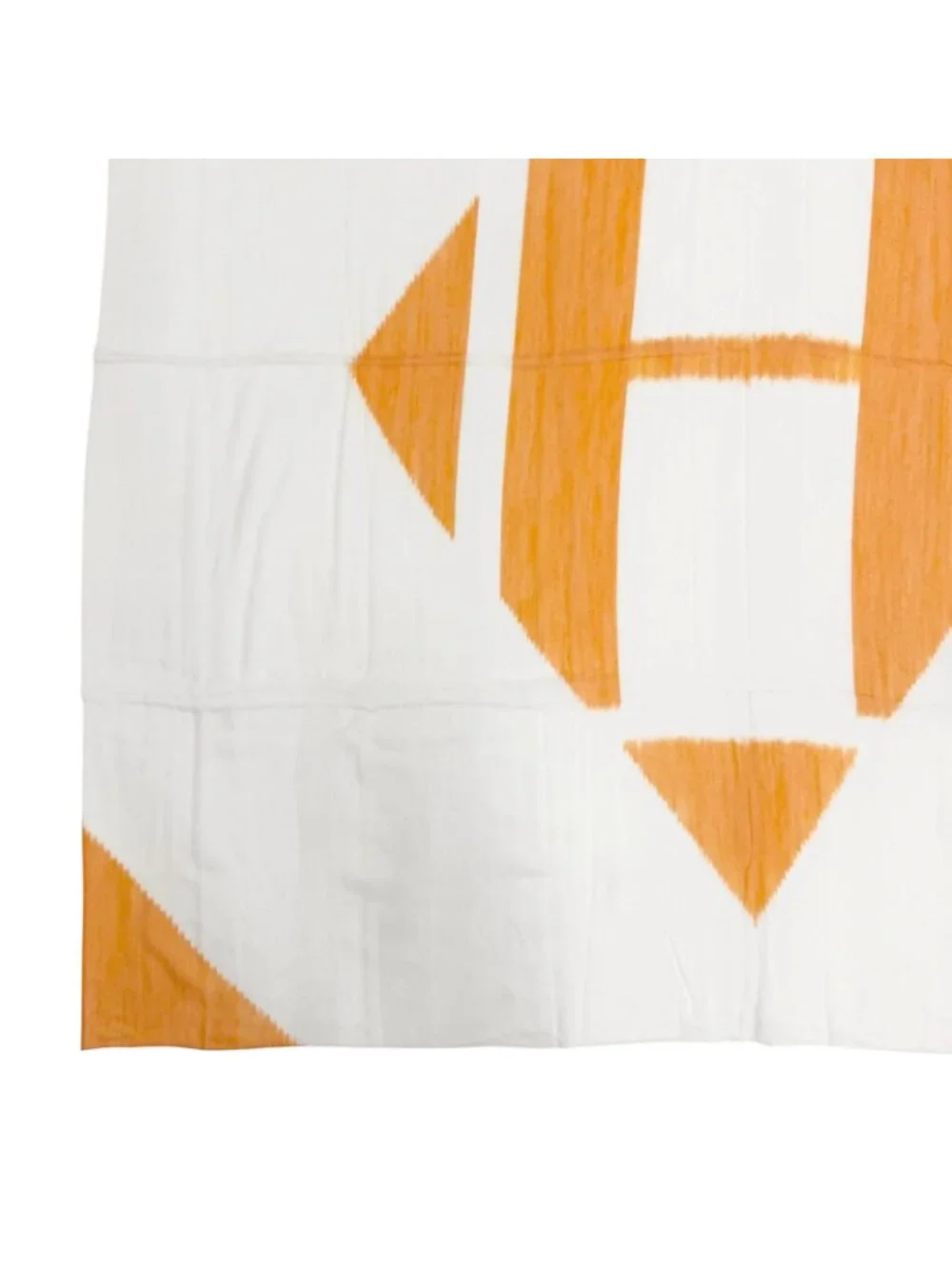 Hermes Carre Geant 140 Plume Ikat Cashmere Silk Logo Scarf Orange